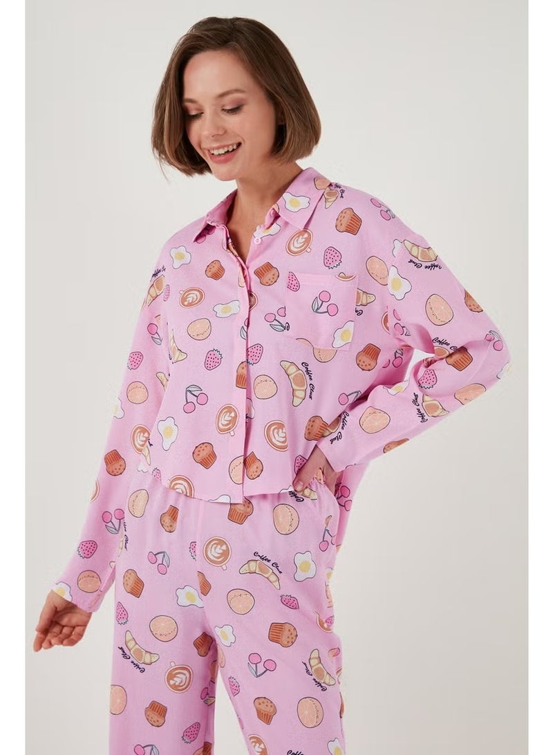 Lela Patterned Comfortable Cut Wide Leg Summer Pajama Set Women's Pajama Set 6110014 - Image 3